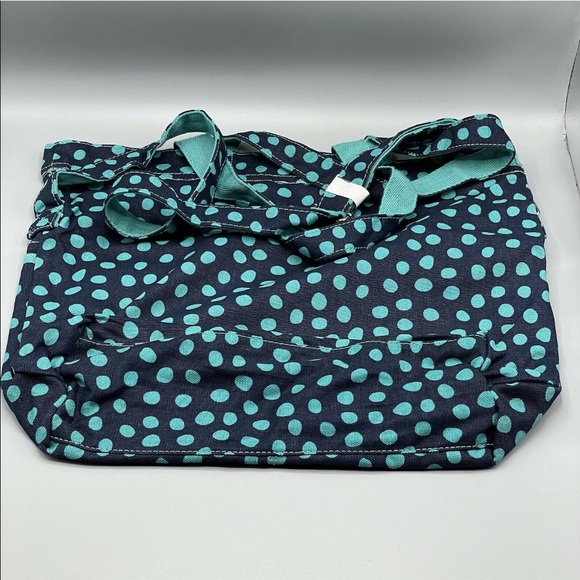 Thirty One Retro Metro Fold Over Tote Navy Lotsa Dots NNP - Picture 2 of 12